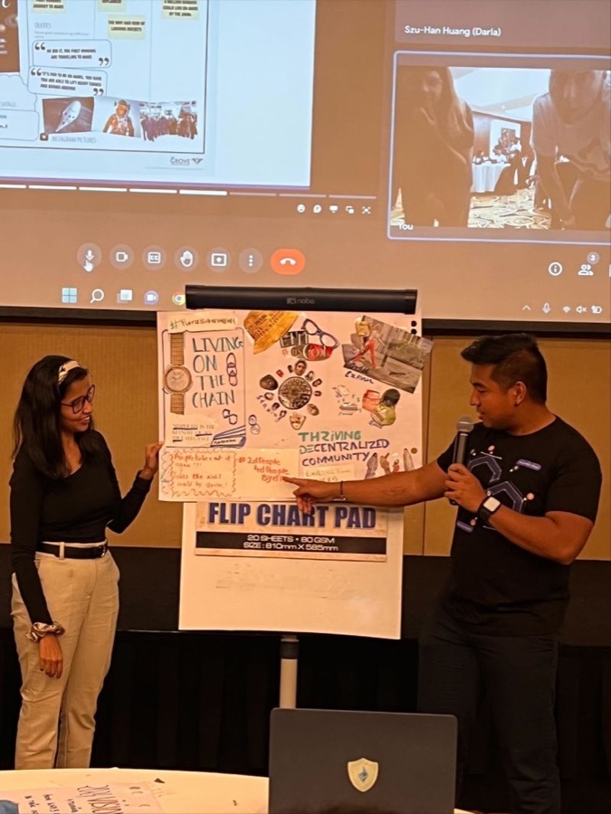 Presenting a flip chart at a workshop